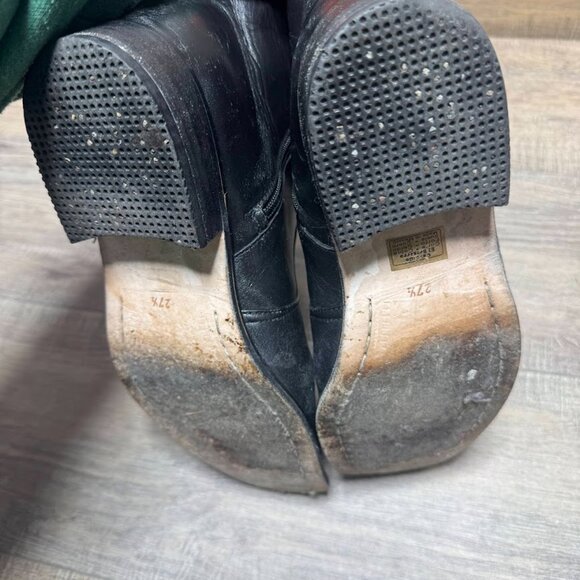 El Besserro Double Zipper Black Leather Square Toe Ankle Boots Men's Size 8.5 - Picture 4 of 8